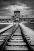 la porte d'arrivée des trains au camp d'extermination de Birkenau
